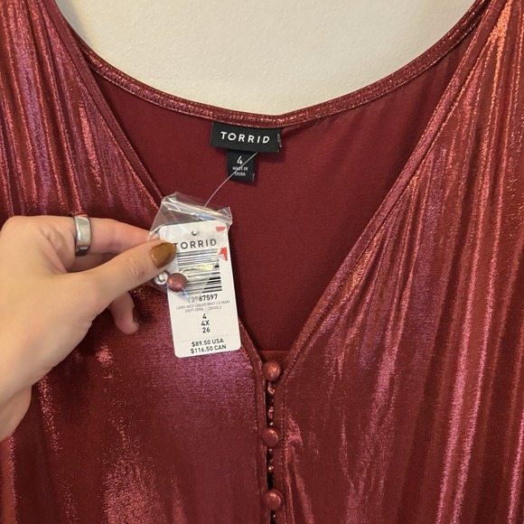 NEW Torrid Red Liquid‎ Knit Midi Dress Metallic Holiday Christmas 4X - Picture 2 of 8